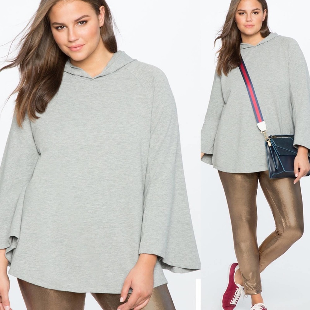 Eloquii Flare Sleeve Hooded Sweatshirt Grey Womens 18/20